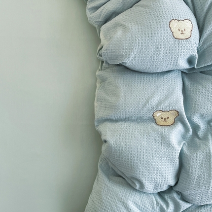 静家居 2025新款全棉纯棉华夫格北欧小熊刺绣四件套系列-风格二 北欧小熊-露草