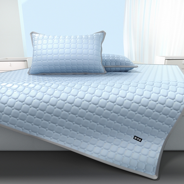 91家纺网 家纺一手货源 找家纺 （总）简一 2025新款无印风方块乳胶凉席系列-床单款