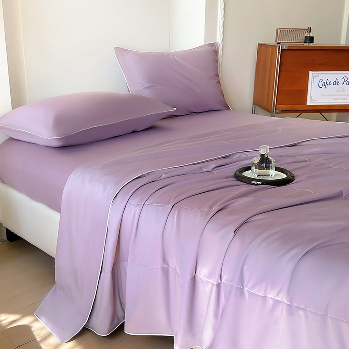 91家纺网 家纺一手货源 找家纺 百寐 2025新款60S兰精天丝夏被系列 芝兰紫