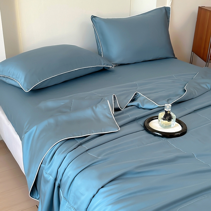 91家纺网 家纺一手货源 找家纺 百寐 2025新款60S兰精天丝夏被系列 管蓝