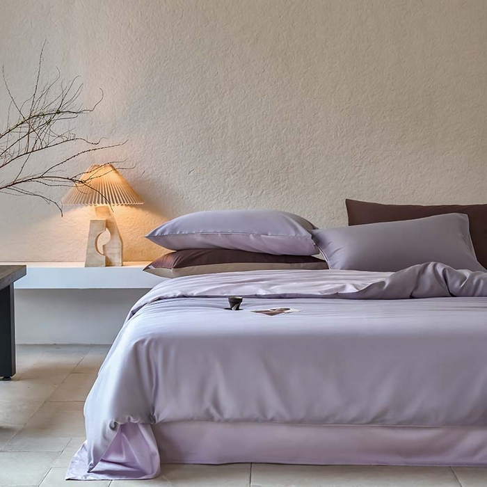 91家纺网 家纺一手货源 找家纺 咏绒家纺工厂店 2025新款60支奥地利兰精天丝纯色天丝棉四件套 紫萱（紫萱草-紫缇）