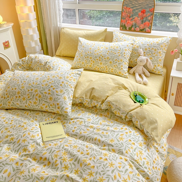 91家纺网 家纺一手货源 找家纺 吉象家纺13070全棉四件套纯棉四件套直播小清新男孩女春野