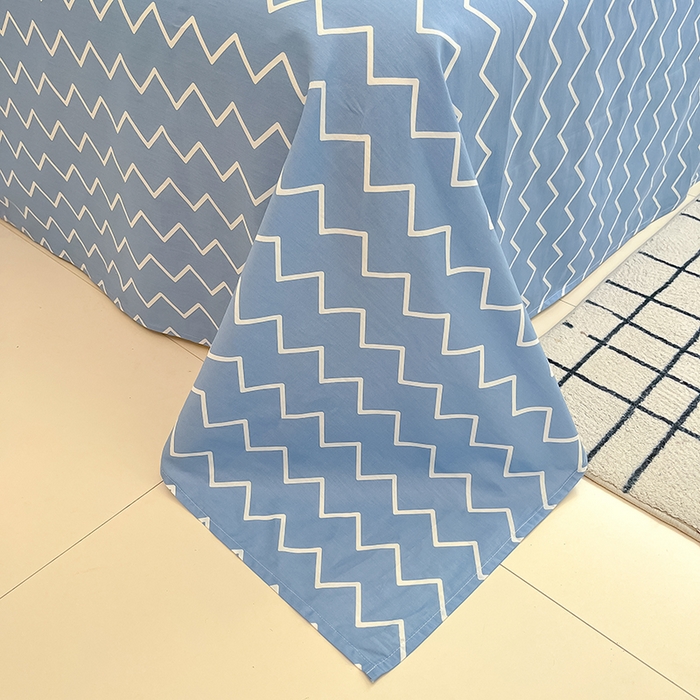 91家纺网 家纺一手货源 找家纺 吉象家纺13070全棉四件套纯棉四件套直播小清新男孩女蓝茵