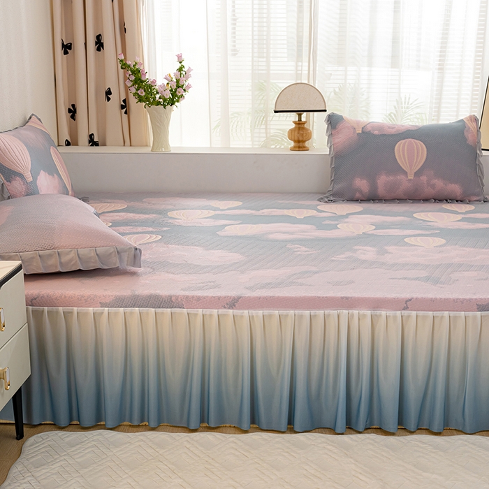 91家纺网 家纺一手货源 找家纺 冬然家纺2025新款冰豆豆榻榻米凉席 梦幻气球-粉