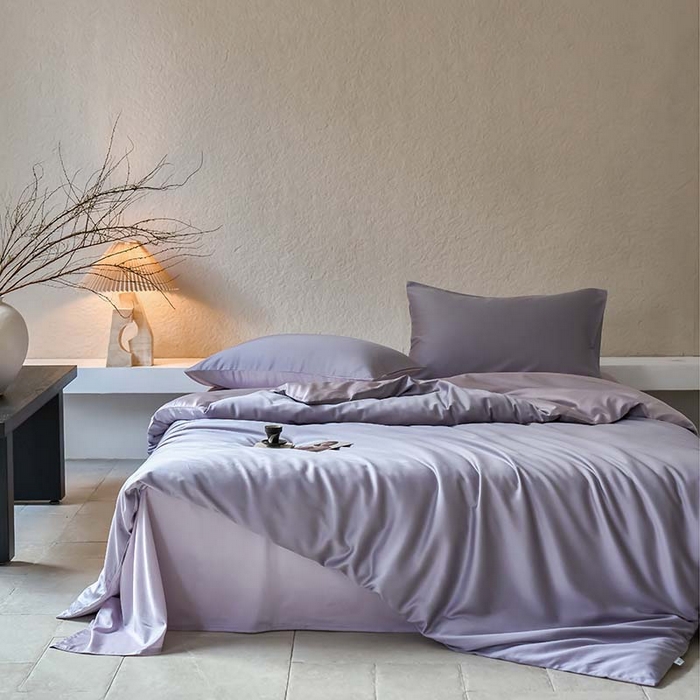 91家纺网 家纺一手货源 找家纺 咏绒家纺工厂店 2025新款60支奥地利兰精天丝纯色天丝棉四件套 紫萱（紫萱草-紫缇）