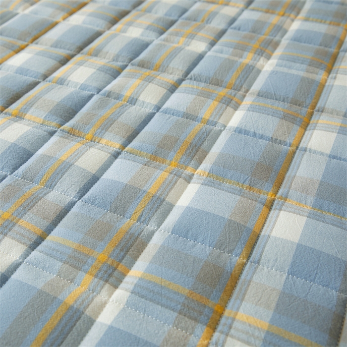 91家纺网 家纺一手货源 找家纺 伊人坊2025新款全棉色织水洗棉六面全包床笠床垫保护套无印风 单层床围-简兮蓝