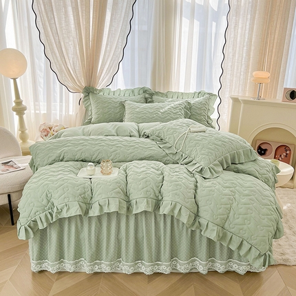 91家纺网 家纺一手货源 找家纺 （总）宜凡家纺 2025新款糯糯棉全夹棉床笠式床裙四件套