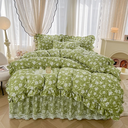 91家纺网 家纺一手货源 找家纺 （总）宜凡家纺 2025新款糯糯棉全夹棉床笠式床裙四件套