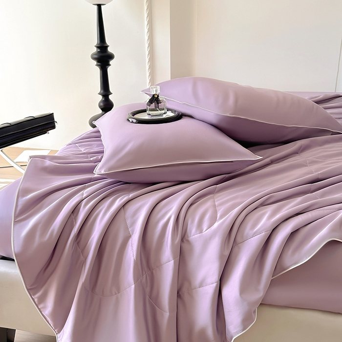 91家纺网 家纺一手货源 找家纺 百寐 2025新款60S兰精天丝夏被系列 芝兰紫