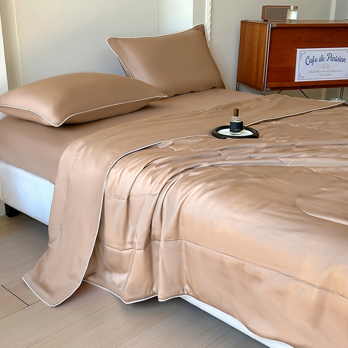 91家纺网 家纺一手货源 找家纺 百寐 2025新款60S兰精天丝夏被系列 冰咖啡