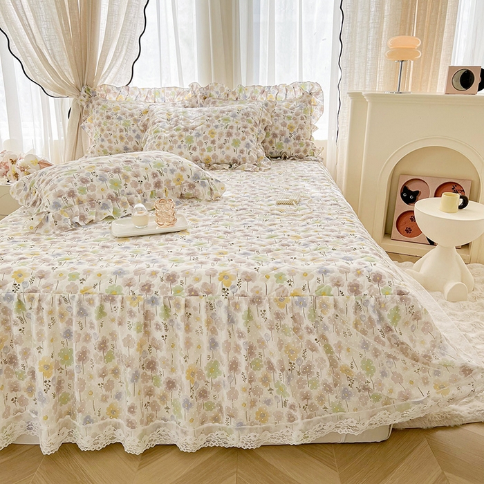 91家纺网 家纺一手货源 找家纺 宜凡家纺 2025新款糯糯棉全夹棉床笠式床裙四件套 莱茵