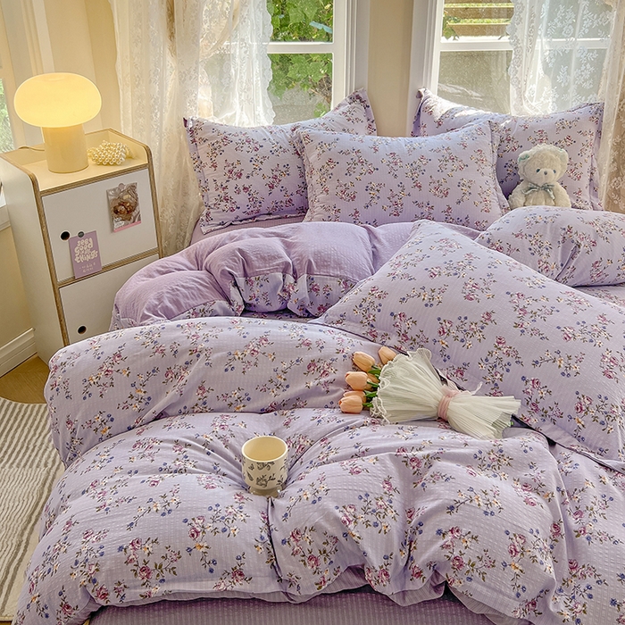 91家纺网 家纺一手货源 找家纺 壹号库 2025新款A类提花有氧彩竺绵四件套 陌上花开