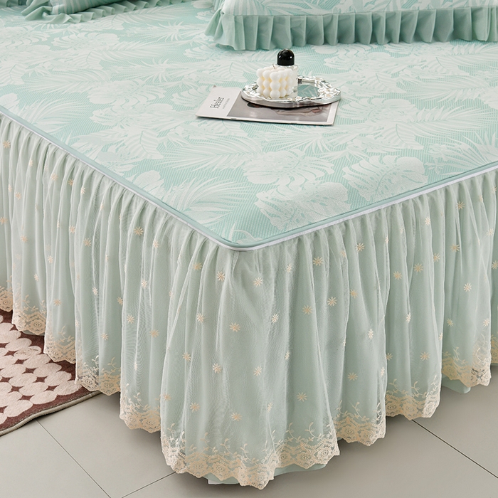 91家纺网 家纺一手货源 找家纺 家之硕家纺 2025春夏新款凉感提花凉席三件套-夏日清凉系列 夏日清凉---绿