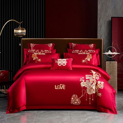 91家纺网 家纺一手货源 找家纺 （总）博之洋婚庆 2025新款全棉长绒棉婚庆刺绣四件套多件套系列