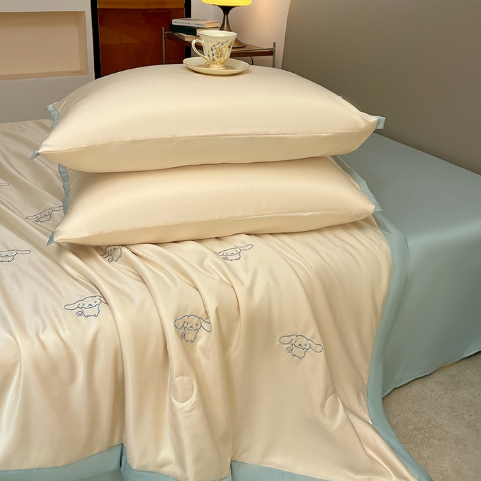 91家纺网 家纺一手货源 找家纺 （总）妖妖家纺 2025春夏新款水洗冰丝绣花夏被夏凉被空调被四件套