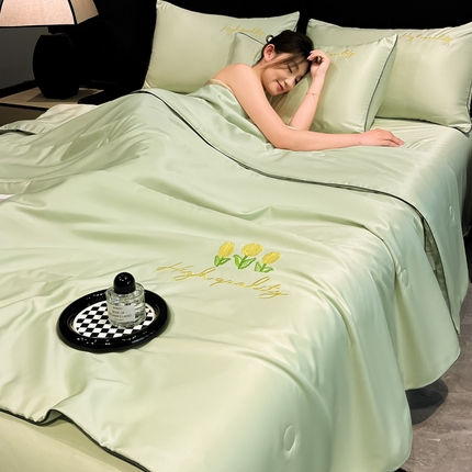 91家纺网 家纺一手货源 找家纺 （总）伊梵居 2025新款水洗真丝刺绣夏被四件套