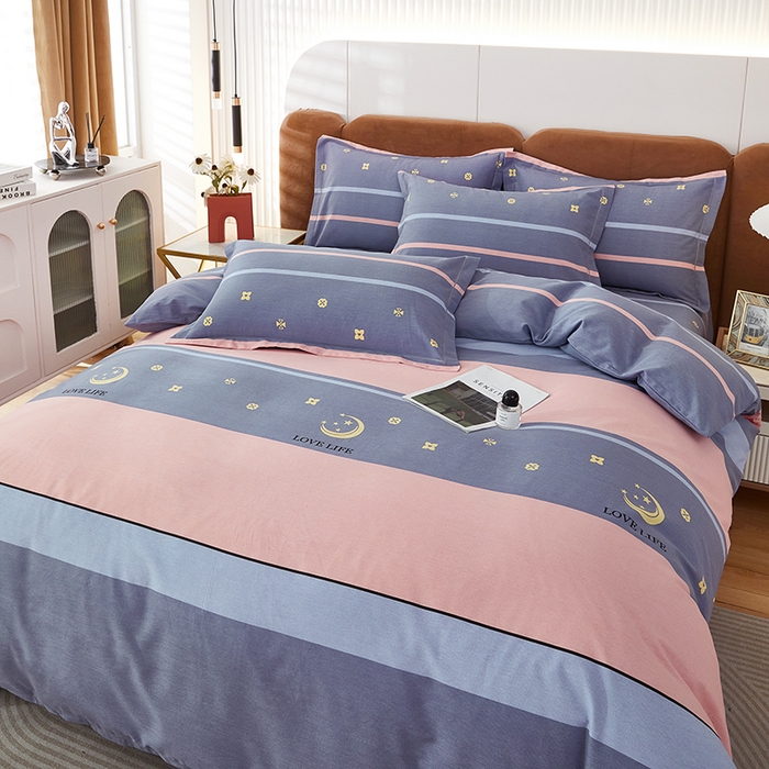 91家纺网 家纺一手货源 找家纺 雲归梦 2025新款纯棉加厚磨毛多规格磨毛四件套 月光生活粉