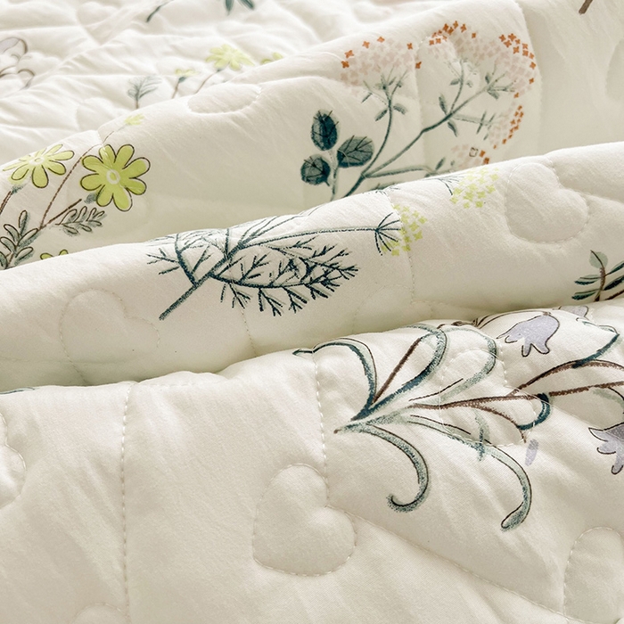 91家纺网 家纺一手货源 找家纺 宜凡家纺 2025新款糯糯棉全夹棉床笠式床裙四件套 花季浅吟