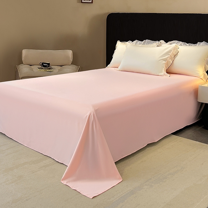 91家纺网 家纺一手货源 找家纺 梦舒羽 2025新款刺绣水洗真丝花边夏被四件套宿舍夏凉被床单枕套三件套-花韵花边款 花韵-粉（花边款）