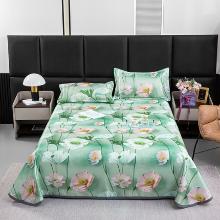 91家纺网 家纺一手货源 找家纺 念家居 2025新款5D数码印花凉感丝凉席款 夏日花香