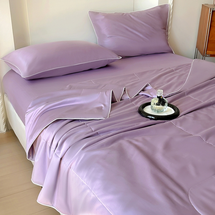 91家纺网 家纺一手货源 找家纺 百寐 2025新款60S兰精天丝夏被系列 芝兰紫