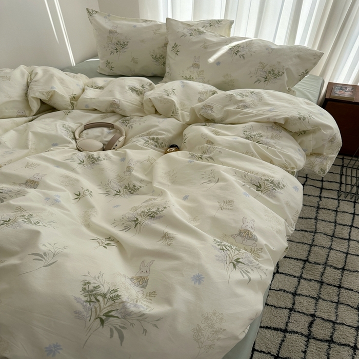 91家纺网 家纺一手货源 找家纺 （总）尺素 全棉卡通可爱儿童四件套纯棉活性A类被套学生宿舍三件套1.8床笠双人床单