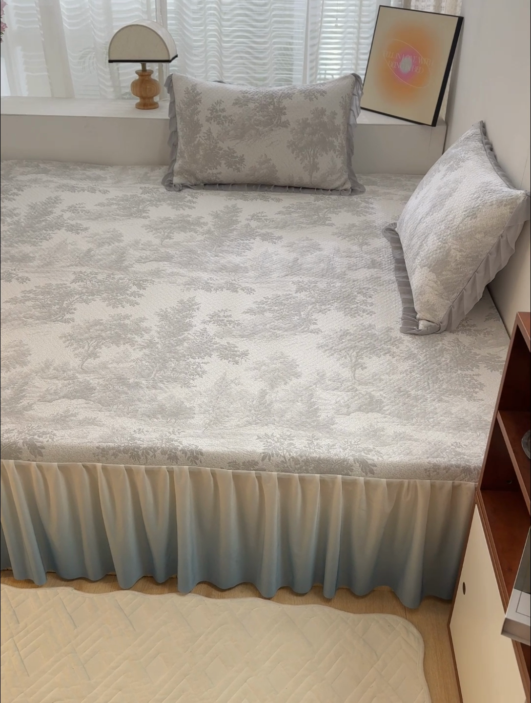 91家纺网 家纺一手货源 找家纺 冬然家纺2025新款冰豆豆榻榻米凉席 梦幻森林-灰