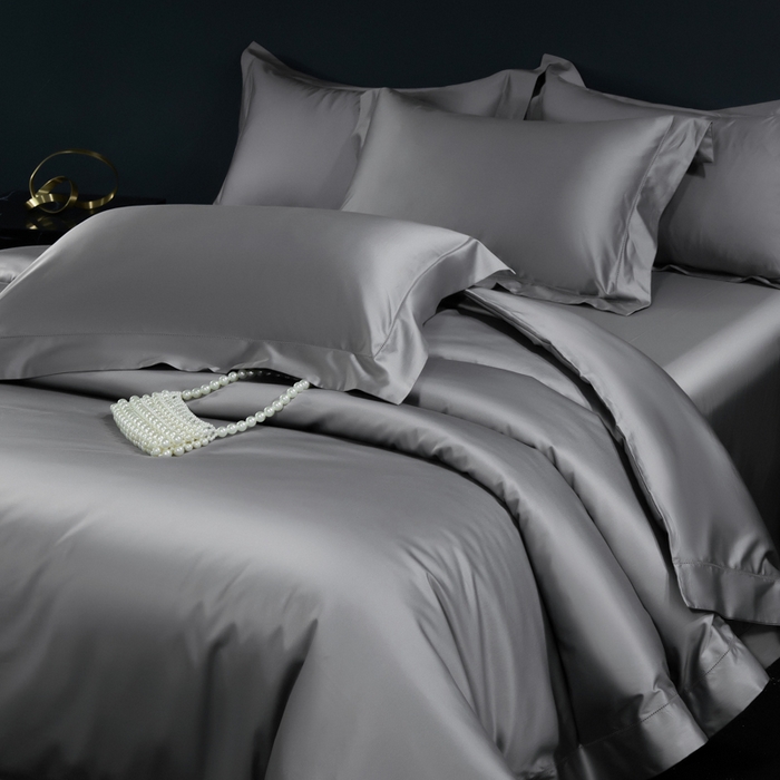 91家纺网 家纺一手货源 找家纺 淼铭家纺 2025新款双股长绒棉四件套-凯瑟系列 凯瑟-绅士灰