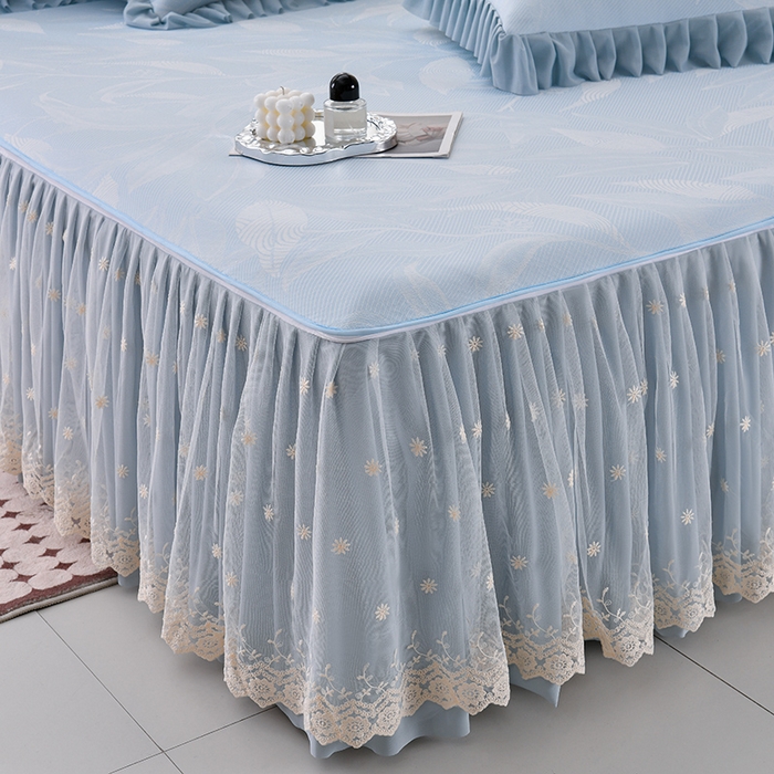 91家纺网 家纺一手货源 找家纺 家之硕家纺 2025春夏新款凉感提花凉席三件套-夏日清凉系列 夏日清凉---蓝