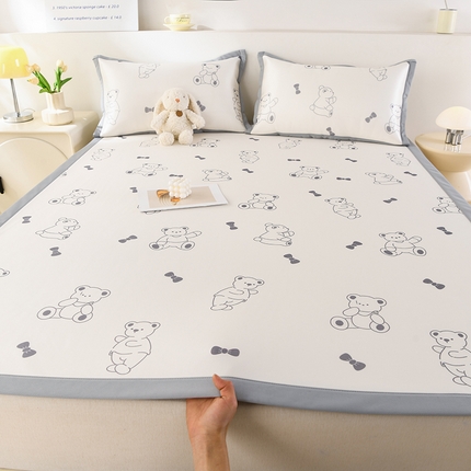 牵依 2025春夏新款A类碳光冰丝席凉感印花三明治凉席 欢乐小熊