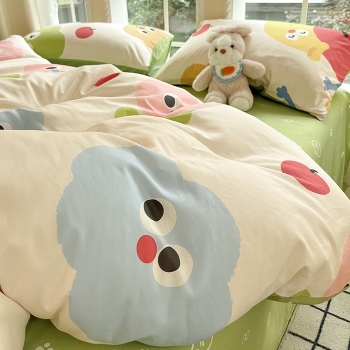 91家纺网 家纺一手货源 找家纺 吉象家纺13070全棉四件套纯棉四件套直播小清新男孩女微笑天团