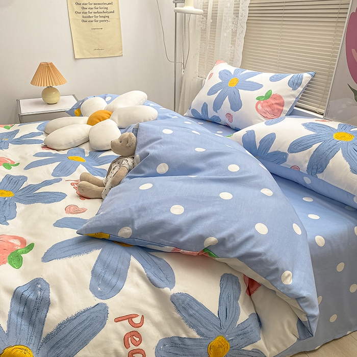 91家纺网 家纺一手货源 找家纺 吉象家纺13070全棉四件套纯棉四件套直播小清新男孩女小情调