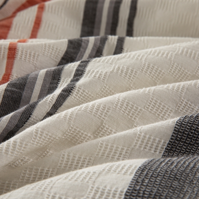 91家纺网 家纺一手货源 找家纺 简宜家居（朝初家纺） 2025新款华夫纯棉格色织提花四件套 初色-灰