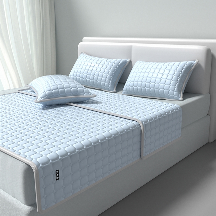 91家纺网 家纺一手货源 找家纺 （总）简一 2025新款无印风方块乳胶凉席系列-床单款