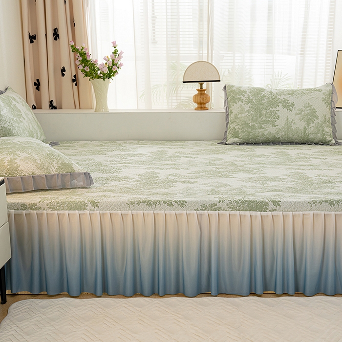 91家纺网 家纺一手货源 找家纺 冬然家纺2025新款冰豆豆榻榻米凉席 梦幻森林-绿