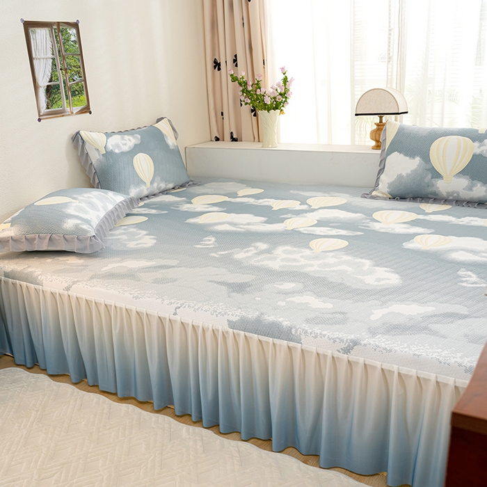 91家纺网 家纺一手货源 找家纺 冬然家纺2025新款冰豆豆榻榻米凉席 梦幻气球-灰