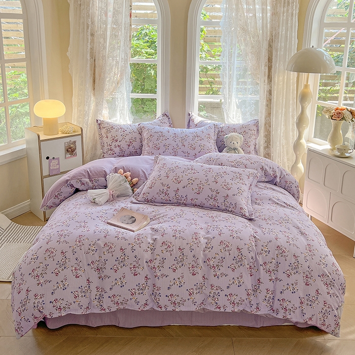 91家纺网 家纺一手货源 找家纺 壹号库 2025新款A类提花有氧彩竺绵四件套 陌上花开