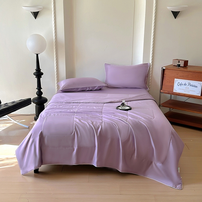 91家纺网 家纺一手货源 找家纺 百寐 2025新款60S兰精天丝夏被系列 芝兰紫