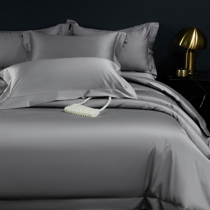 91家纺网 家纺一手货源 找家纺 淼铭家纺 2025新款双股长绒棉四件套-凯瑟系列 凯瑟-绅士灰