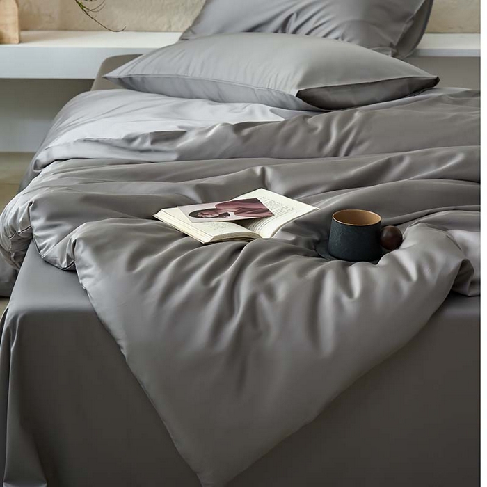 91家纺网 家纺一手货源 找家纺 咏绒家纺工厂店 2025新款60支奥地利兰精天丝纯色天丝棉四件套 典雅灰（大理石灰）