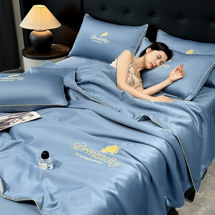 91家纺网 家纺一手货源 找家纺 （总）伊梵居 2025新款水洗真丝刺绣夏被四件套