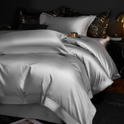 91家纺网 家纺一手货源 找家纺 淼铭家纺 2025新款双股长绒棉四件套-凯瑟系列 凯瑟-绅士灰