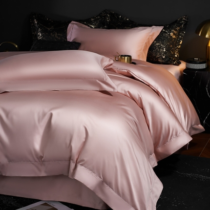 91家纺网 家纺一手货源 找家纺 淼铭家纺 2025新款双股长绒棉四件套-凯瑟系列 凯瑟-云锦粉