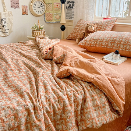 91家纺网 家纺一手货源 找家纺 （总）一比一家纺 2025新款云感皱皱纱简单款夏被夏凉被空调被四件套