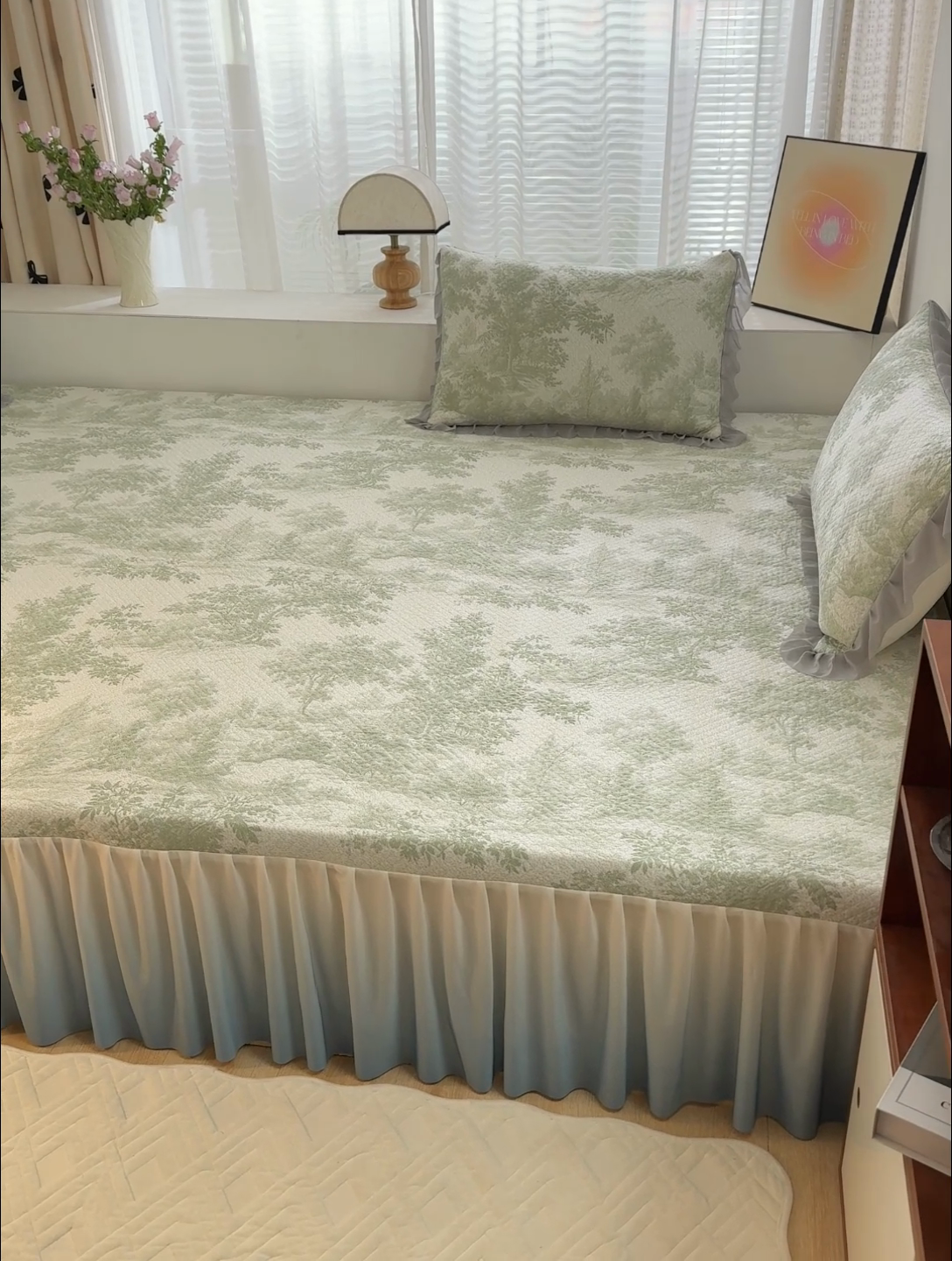 91家纺网 家纺一手货源 找家纺 冬然家纺2025新款冰豆豆榻榻米凉席 梦幻森林-绿