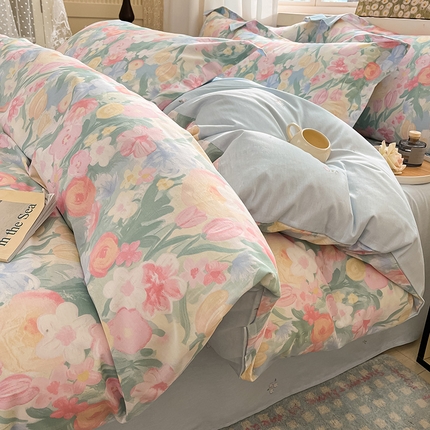 绘萱家居 2025新款100%全棉纯棉印花四件套【花型持续更新】 蒂芙娜