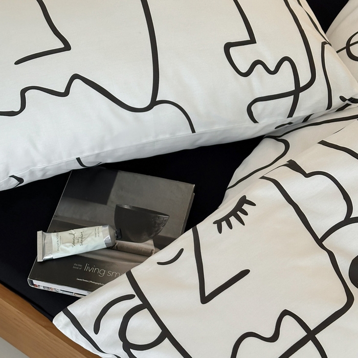 91家纺网 家纺一手货源 找家纺 （总）艾沁2025新品全棉简约黑白四件套-白日梦黑
