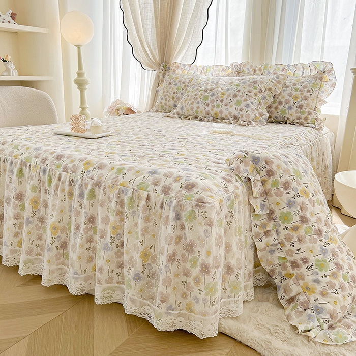 91家纺网 家纺一手货源 找家纺 宜凡家纺 2025新款糯糯棉全夹棉床笠式床裙四件套 莱茵