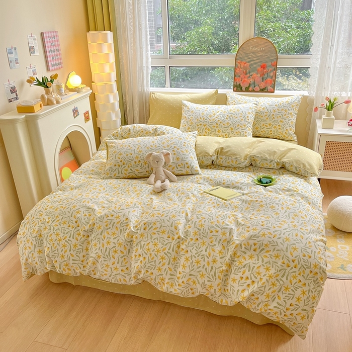 91家纺网 家纺一手货源 找家纺 吉象家纺13070全棉四件套纯棉四件套直播小清新男孩女春野