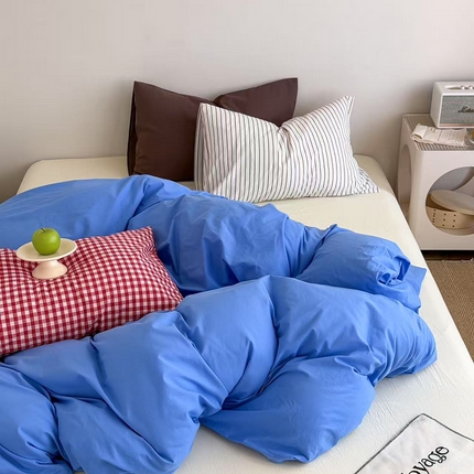 91家纺网 家纺一手货源 找家纺 （总）艾沁2025新款全棉水洗棉撞色混搭四件套